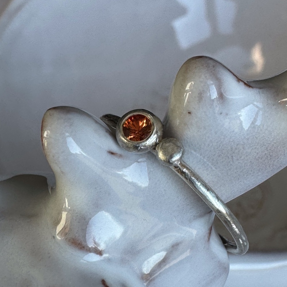 Stacking Orange Sapphire Pebble Ring SS-NWOT